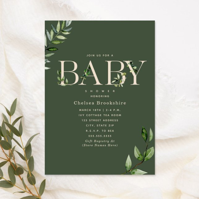 Invitación Eucalyptus Green Beige Neutral Baby Shower (Subido por el creador)
