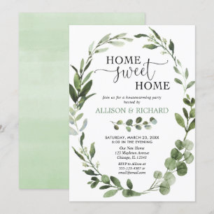 Invitación Eucalyptus green deja al fiesta de limpieza