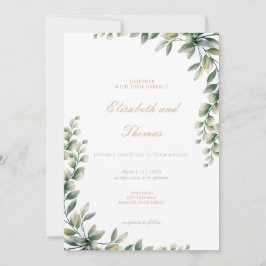 Invitación Eucalyptus green deja una boda elegante