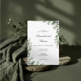 Invitación Eucalyptus green deja una boda elegante