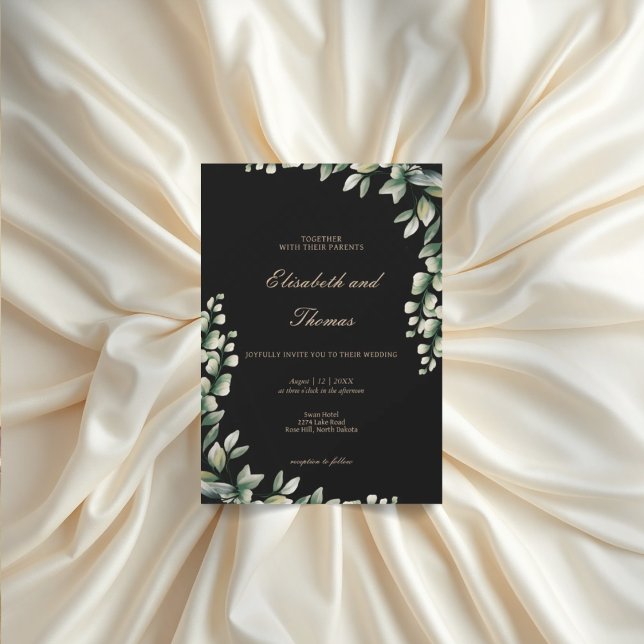 Invitación Eucalyptus green deja una boda elegante (Subido por el creador)