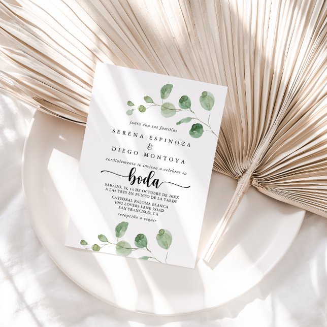 Invitación Eucalyptus Green Delight Boda español (Subido por el creador)