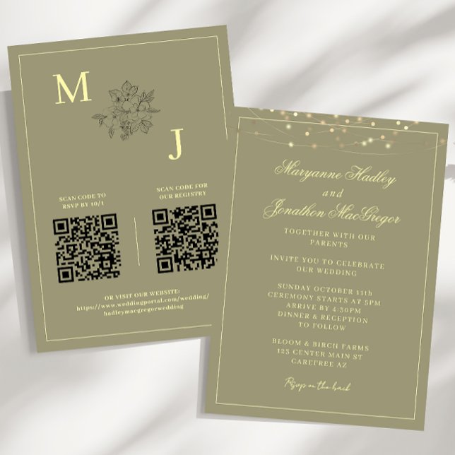 Invitación Eucalyptus Green Elegant Boda de código QR (Subido por el creador)