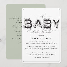 Invitación Eucalyptus Green Floral Por Correo Baby Shower