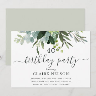 Invitación Eucalyptus Green Foliage Birday Party