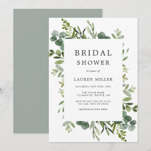 Invitación Eucalyptus Green Foliage Bridal Shower