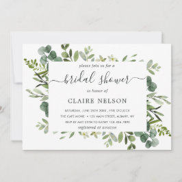 Invitación Eucalyptus Green Foliage Bridal Shower