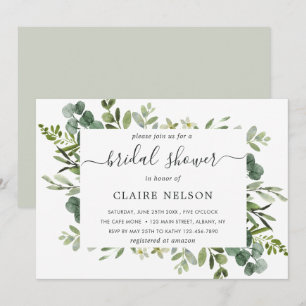 Invitación Eucalyptus Green Foliage Bridal Shower