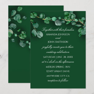Invitación Eucalyptus Green Unique Boda De Bosques Rústicos