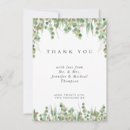 Invitación Eucalyptus Green Watercolor & Gold Wedding 