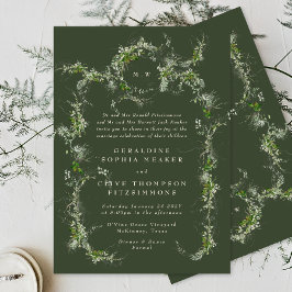 Invitación Eucalyptus Green Wreath | Boda de monograma crema