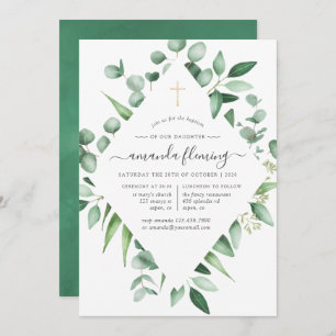 Invitación Eucalyptus Greeneration Baptism o Christening