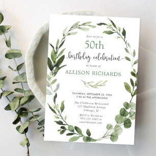 Invitación Eucalyptus greenerenery cualquier fiesta de cumple