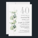 Invitación Eucalyptus Greenery 40.º Fiesta de cumpleaños<br><div class="desc">Crea tu propia invitación a la fiesta de cumpleaños de acuarela botánica usando nuestro Eucalyptus deja la plantilla de invitación haciendo clic en el botón "Personalizar"</div>