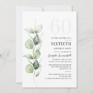 Invitación Eucalyptus Greenery 60th Birthday Party