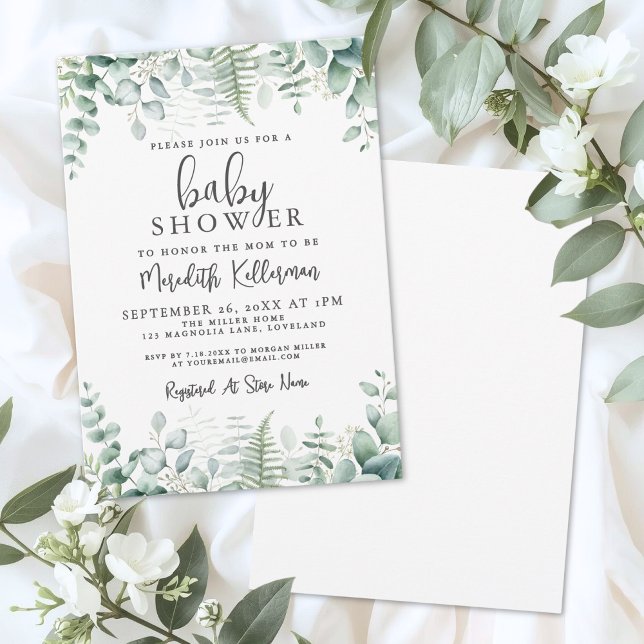 Invitación Eucalyptus Greenery Baby Shower (Eucalyptus Greenery Baby Shower Invitation)