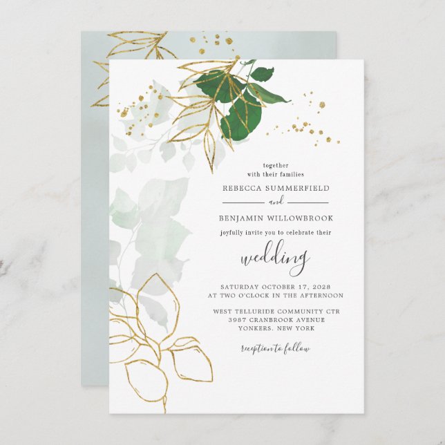 Invitación Eucalyptus Greenery Boda Botánico (Anverso / Reverso)