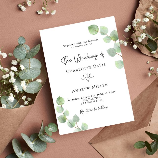 Invitación Eucalyptus greenery boda botánico de lujo (Subido por el creador)