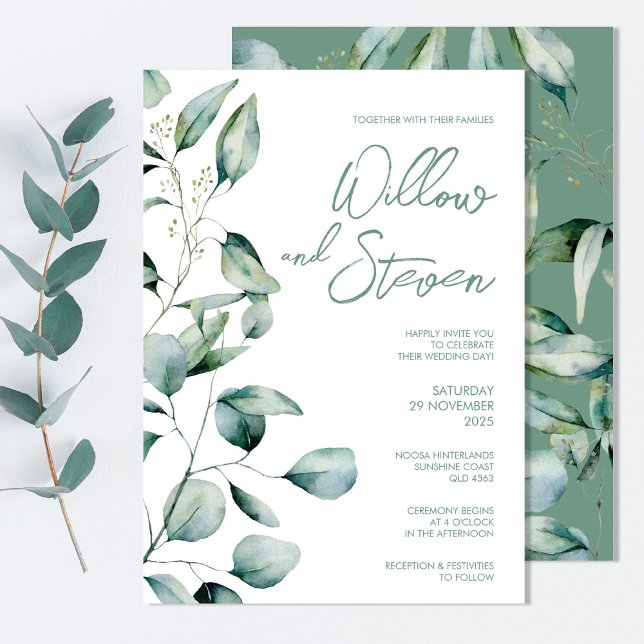 Invitación Eucalyptus Greenery Boda Botánico Rústico (Subido por el creador)