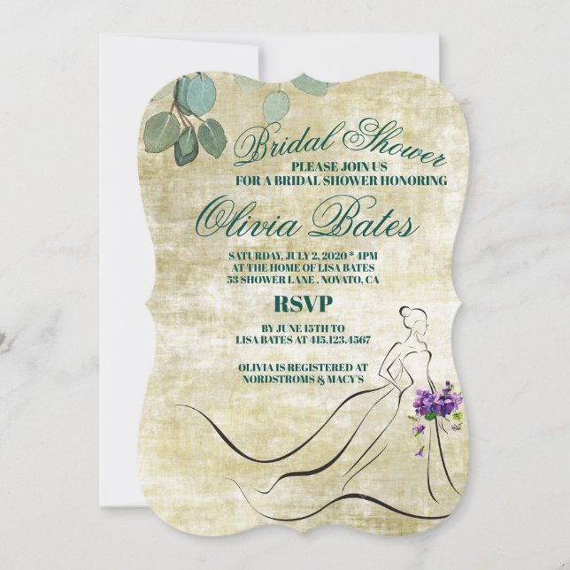 Invitación Eucalyptus Greenery Boda Bridal Shower Card (Anverso)