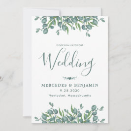 Invitación Eucalyptus Greenery Boda de código QR moderno