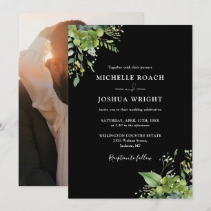 Invitación Eucalyptus Greenery Boda de fotografías en blanco 