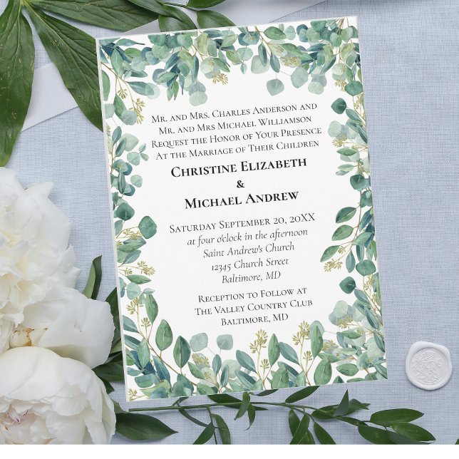 Invitación Eucalyptus Greenery Boda formal botánico (Subido por el creador)