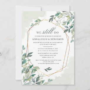 Invitación Eucalyptus Greenery Boda geométrico Vow Renovación