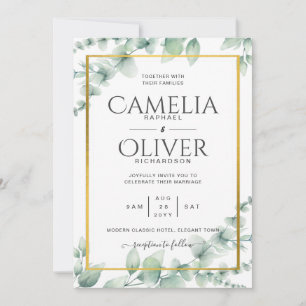 Invitación Eucalyptus Greenery Boda QR CÓDIGO Presupuesto mod
