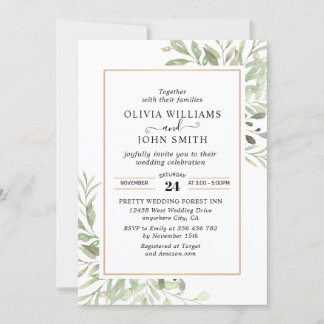 Invitación Eucalyptus Greenery Boda simple L008
