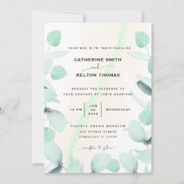 Invitación Eucalyptus Greenery Boda simple y moderno