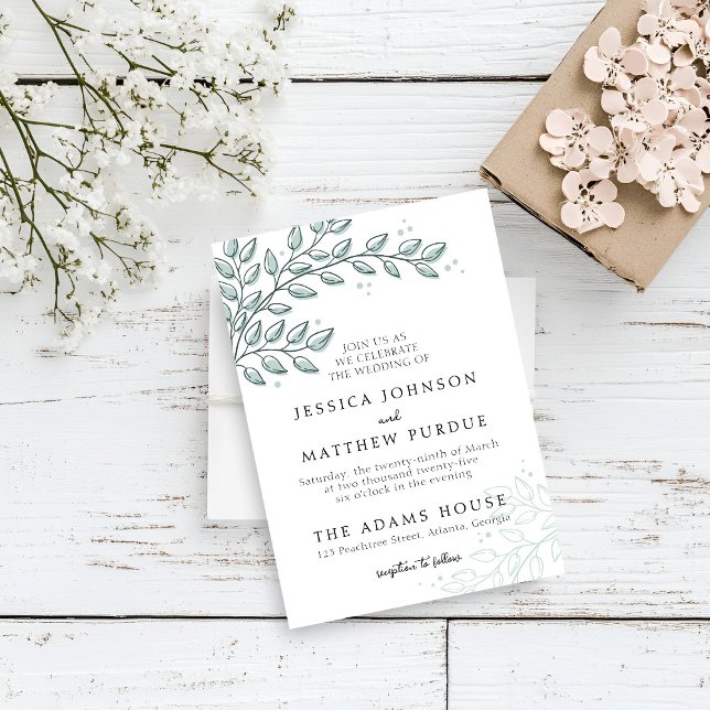 Invitación Eucalyptus Greenery Boho Elegant Wedding (Subido por el creador)