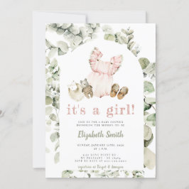 Invitación Eucalyptus Greenery Boho Es un Baby Shower Chica