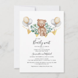 Invitación Eucalyptus Greenery Botanic Bear Baby Shower