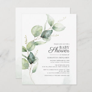 Invitación Eucalyptus Greenery Botanic Boy Baby Shower
