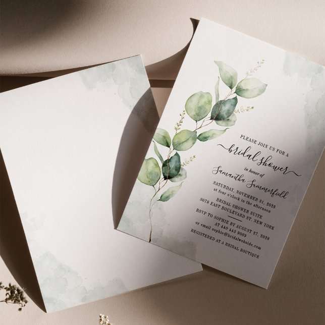 Invitación Eucalyptus Greenery Botanical Bridal Shower (Eucalyptus Foliage Botanical Bridal Shower Invitation)