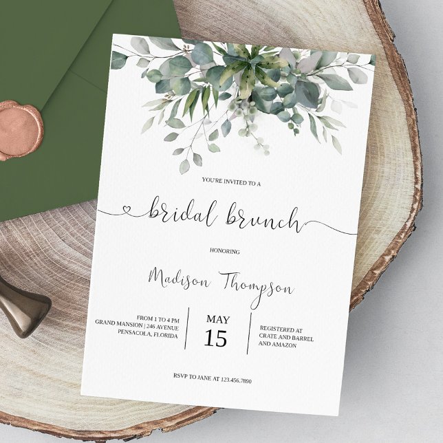 Invitación Eucalyptus Greenery Bridal Brunch (Subido por el creador)