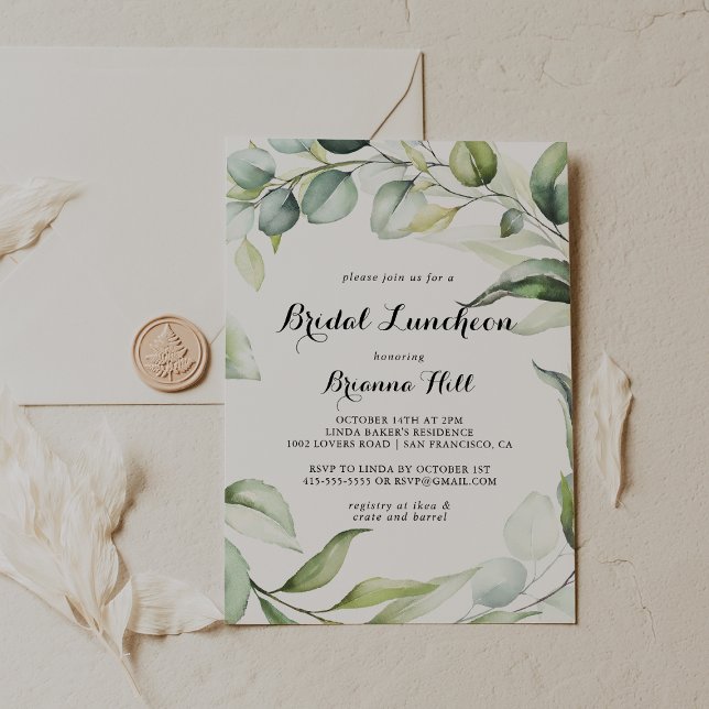 Invitación Eucalyptus Greenery Bridal Luncheon Bridal Shower (Subido por el creador)