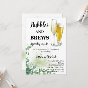 Invitación Eucalyptus Greenery Bubble & Brews Parejas Ducha