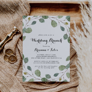 Invitación Eucalyptus Greenery Calligraphy Boda Brunch