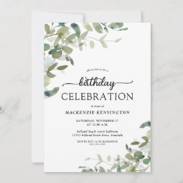 Invitación Eucalyptus Greenery Celebración del Cumpleaños