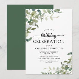 Invitación Eucalyptus Greenery Celebración del Cumpleaños