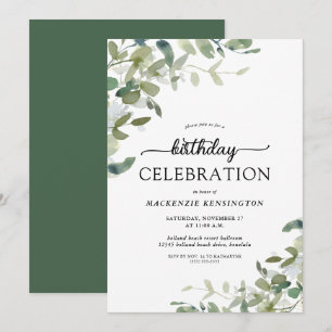 Invitación Eucalyptus Greenery Celebración del Cumpleaños