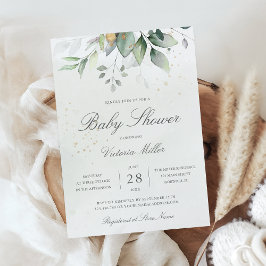 Invitación Eucalyptus Greenery deja un elegante Baby Shower