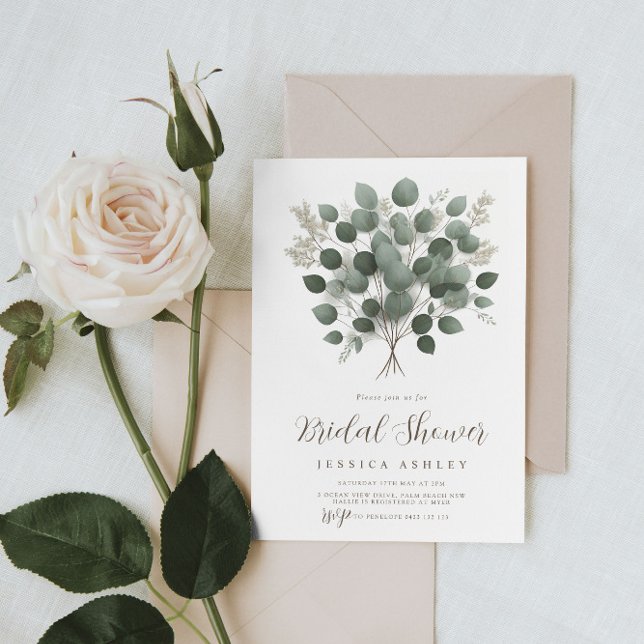 Invitación Eucalyptus Greenery deja una ducha nupcial (Subido por el creador)