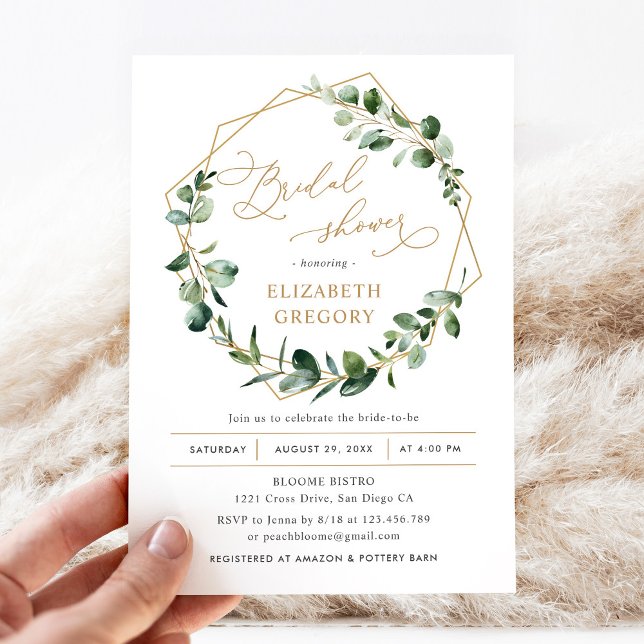 Invitación Eucalyptus Greenery Ducha Gométrica de Bridas (Subido por el creador)