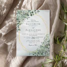 Invitación Eucalyptus Greenery Dusty Blue Elegant Wedding