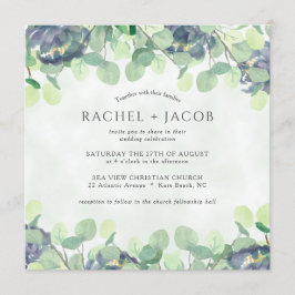 Invitación Eucalyptus Greenery Dusty Blue Floral Boda