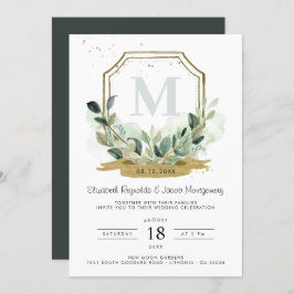 Invitación Eucalyptus Greenery Elegant Gold Escudo Boda
