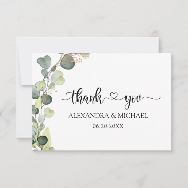Invitación Eucalyptus Greenery Elegant Gracias (Anverso)